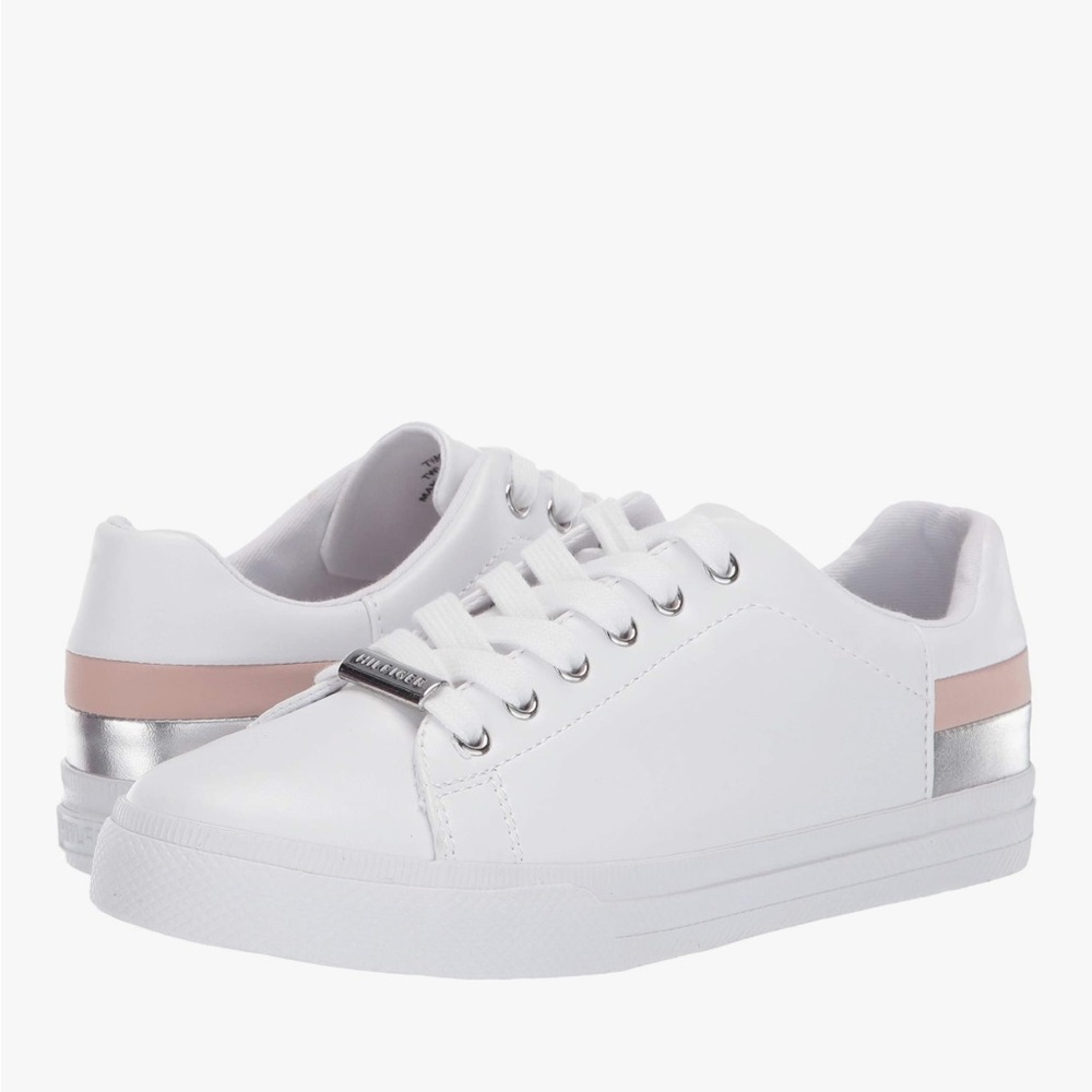 Tommy Hilfiger White and Silver Sneakers